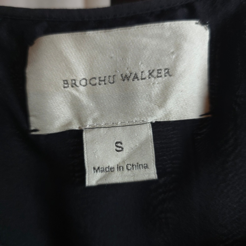 Brochu Walker Black Slip Dress S 100% Viscose Silk Lined Midi Adjustable - Picture 4 of 10